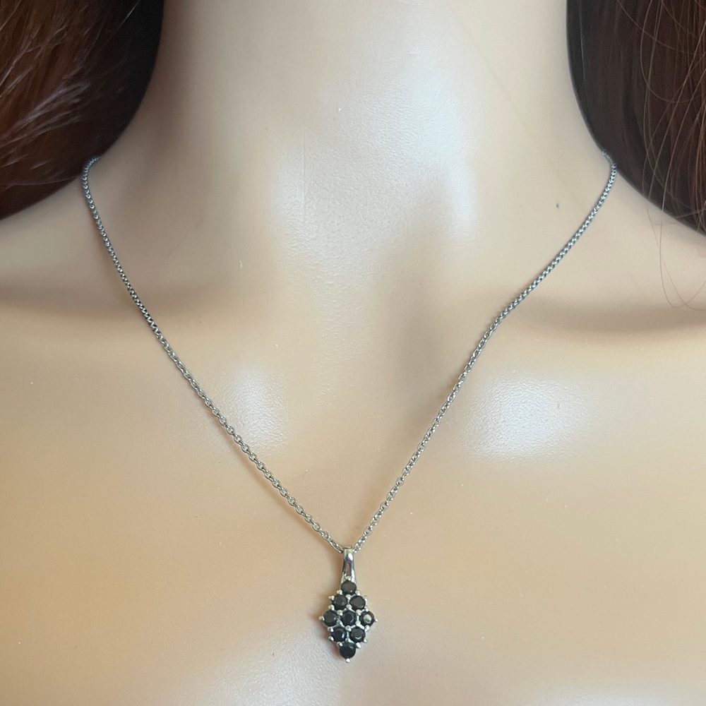 Elegant Silver Necklace with Black Spinel Pendant